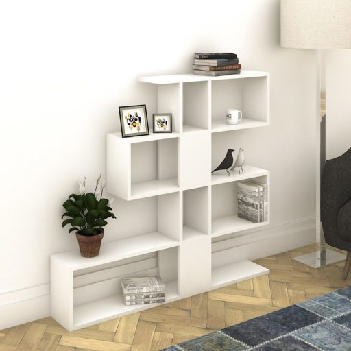 Raft asimetric modern 120x109x20cm alb