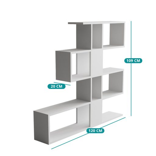 Raft asimetric modern 120x109x20cm alb