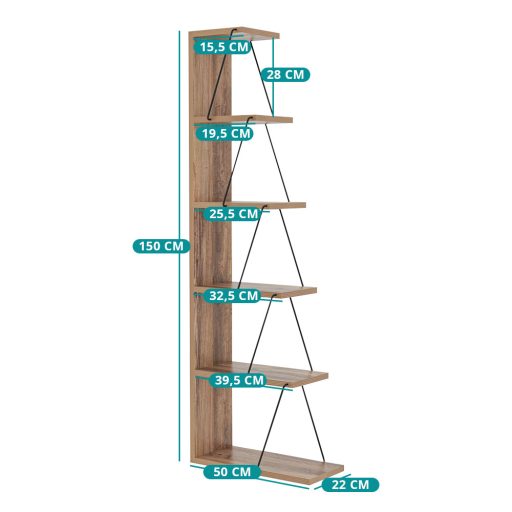 Raft de cărți din pin 150x50x22