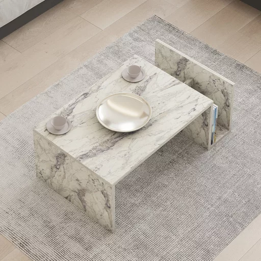 Masă de cafea cu model de marmură 86.8x32.4x50cm