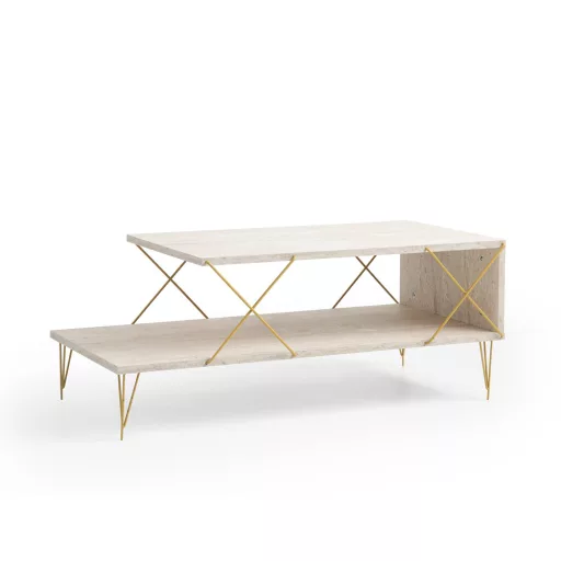 Masă de cafea cu picioare din metal 100x40x50cm, Aurie