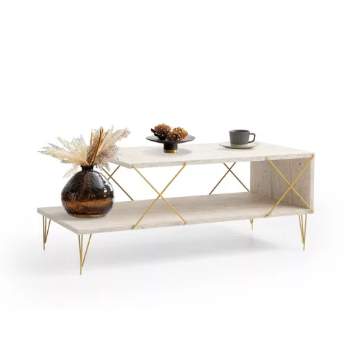 Masă de cafea cu picioare din metal 100x40x50cm, Aurie