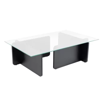   Masă de cafea cu blat din sticlă securizată 105x30x65cm, Neagră
