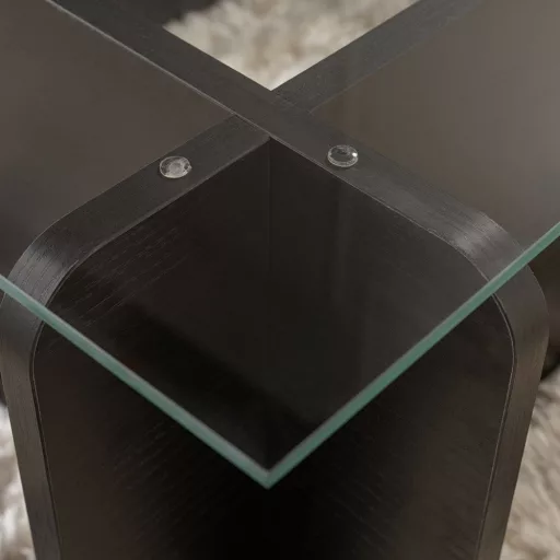 Masă de cafea cu blat din sticlă securizată 105x30x65cm, Neagră