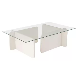   Masă de cafea cu blat din sticlă securizată 105x30x65cm, Alb