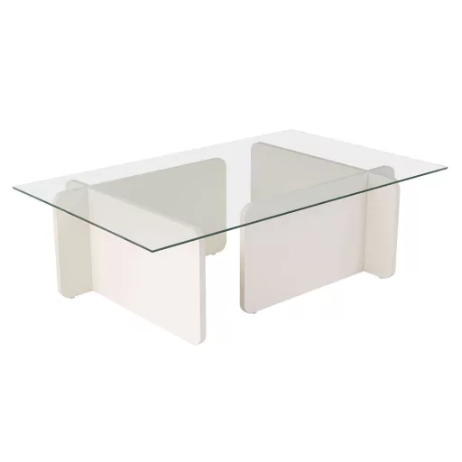 Masă de cafea cu blat din sticlă securizată 105x30x65cm, Alb