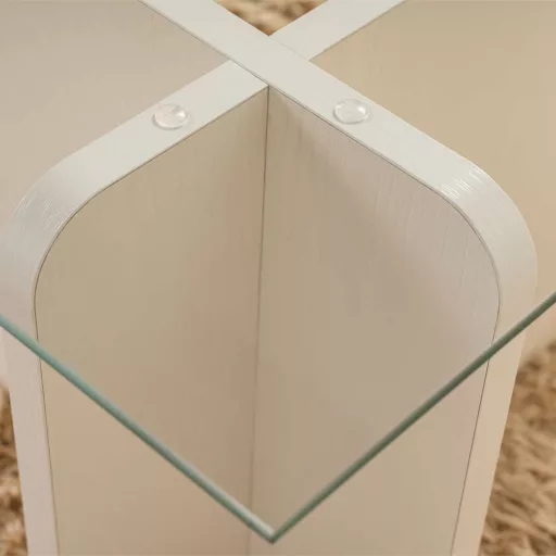 Masă de cafea cu blat din sticlă securizată 105x30x65cm, Alb