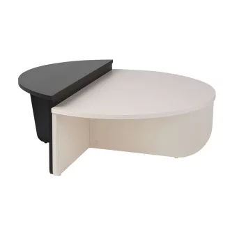 Masă de cafea rotundă 90x30x60cm, Negru-Alb