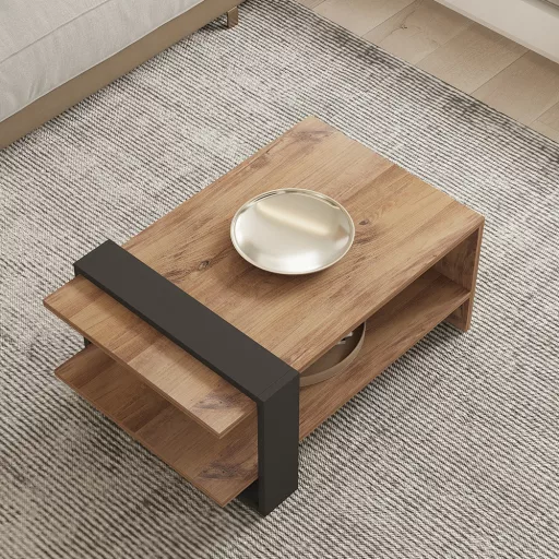 Masa de cafe 80x35x55cm, Stejar-Antracit