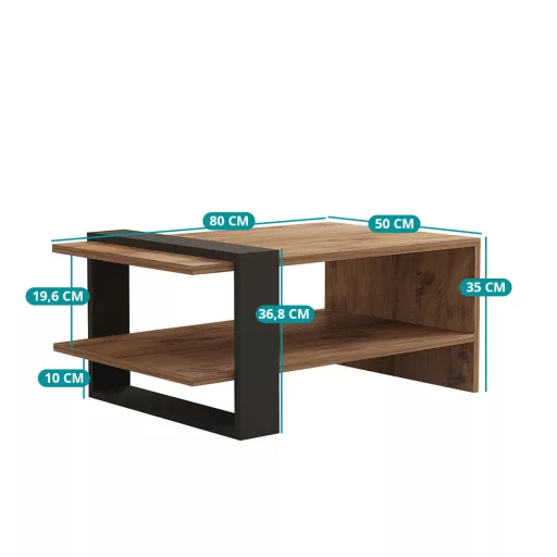 Masa de cafe 80x35x55cm, Stejar-Antracit