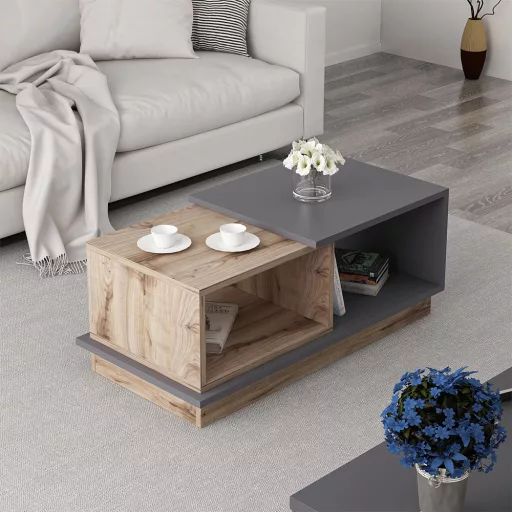 Masa de cafea 90x36x45cm, Antracit-Stejar