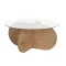 Masă de cafea rotundă cu blat din sticlă securizată 75x35x75cm, Stejar