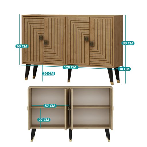 Dulap de depozitare 120x80x30cm Stejar-Auriu