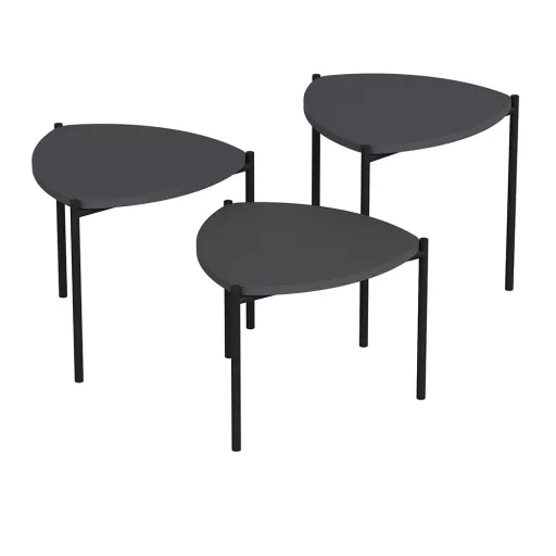 Set de mese de cafea 3 piese, antracit