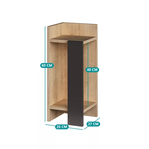 Noptiera Stângă 60x25x27cm Antracit-Stejar