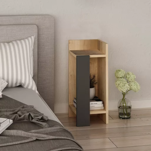 Noptiere Dreapta 60x25x27cm Antracit-Stejar