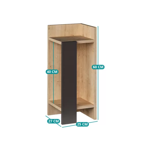 Noptiere Dreapta 60x25x27cm Antracit-Stejar