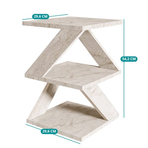 Masă de Lateral Decorativă, 54.2x29.6x29.6cm, Efect Marmură