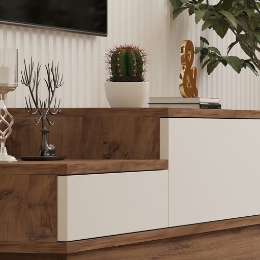 Suport TV 160x35x35cm, Alb-Pin