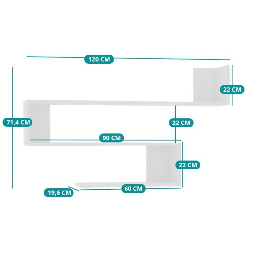 Raft Suspendat 120x71x20cm, Alb