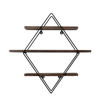 Raft Metalic Diamant 60x40x15cm, Negru-Nuc