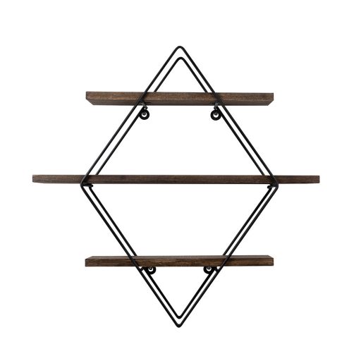 Raft Metalic Diamant 60x40x15cm, Negru-Nuc