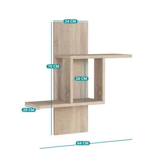 Raft suspendat 70x64x20cm, Stejar Sonoma
