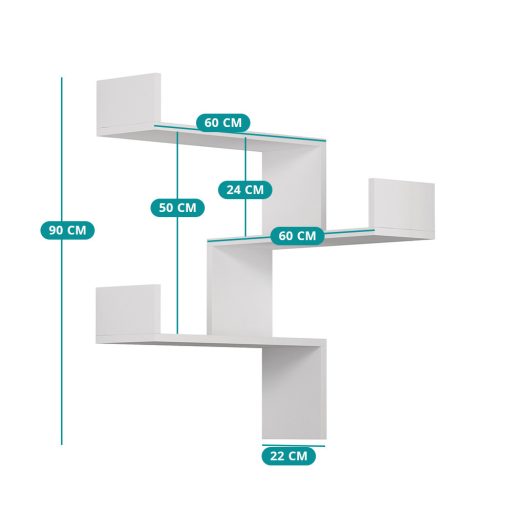 Raft de colț 60x90x60cm, Alb
