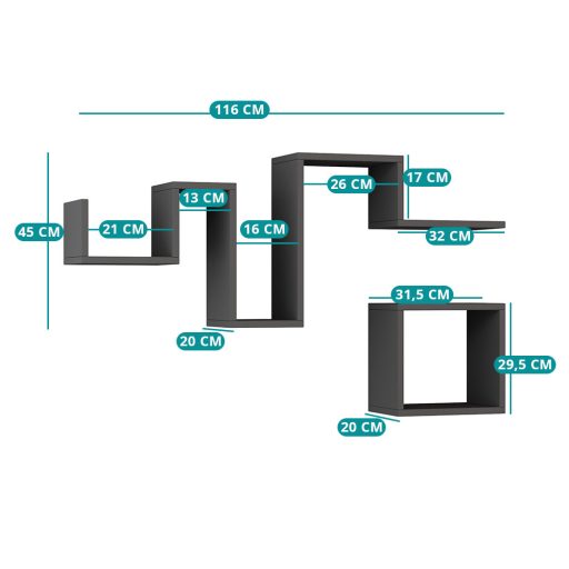 Set de rafturi de perete, 2 piese, antracit