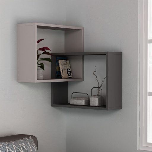 Set de rafturi de perete, 2 piese, mocha deschis-antracit