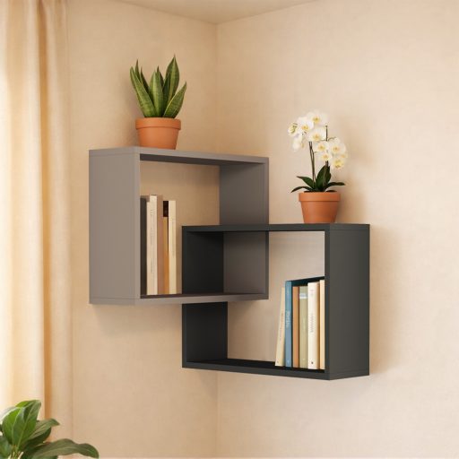 Set de rafturi de perete, 2 piese, mocha deschis-antracit