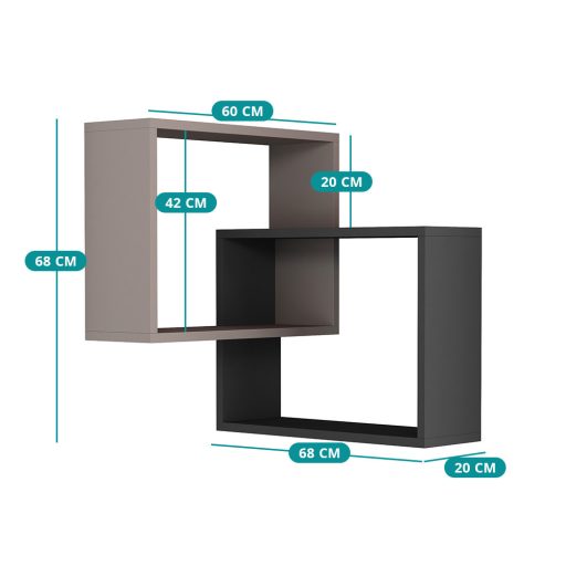 Set de rafturi de perete, 2 piese, mocha deschis-antracit