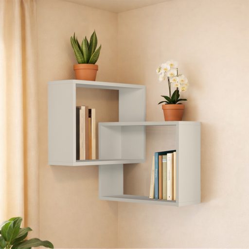 Set de rafturi de perete, 2 piese, alb