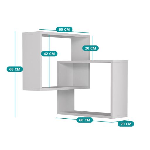 Set de rafturi de perete, 2 piese, alb
