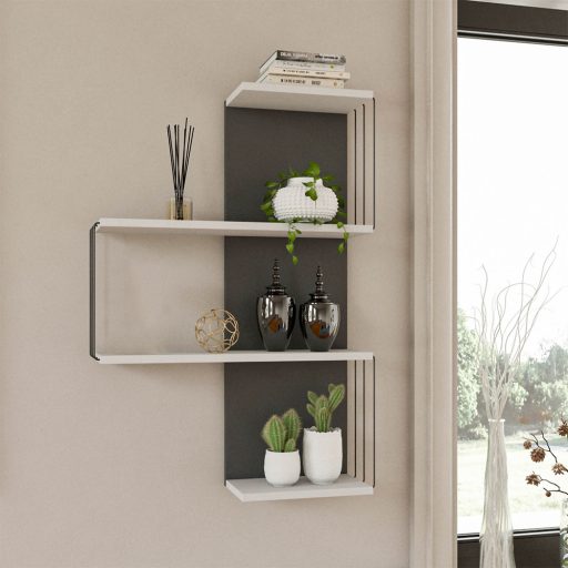 Raft suspendat 96x64x19cm, Alb-Antracit