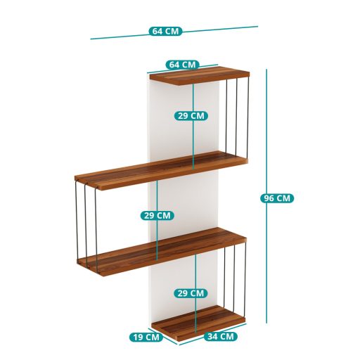 Raft de Perete 96x64x19cm, Pin-Alb