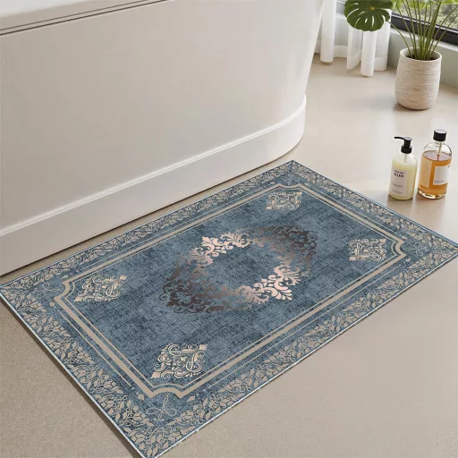 set de covoare pentru baie, 2 piese, albastru