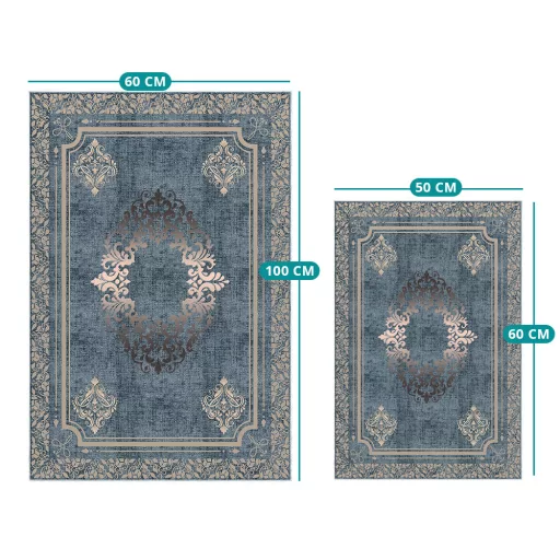 set de covoare pentru baie, 2 piese, albastru