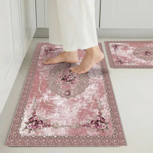 set de covoare pentru baie, 2 piese, pudră