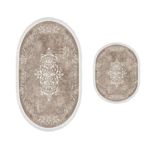 set de covoare pentru baie, 2 piese, bej