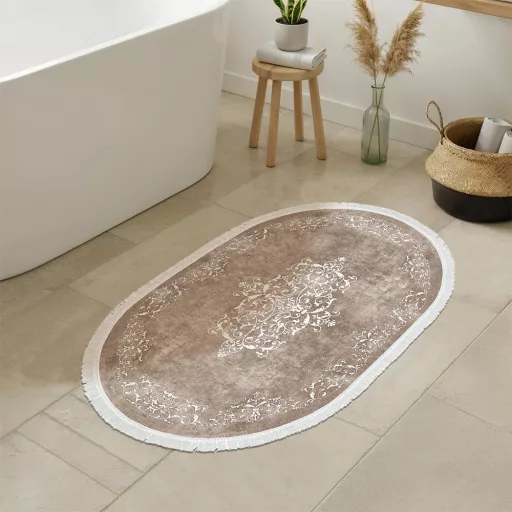 set de covoare pentru baie, 2 piese, bej