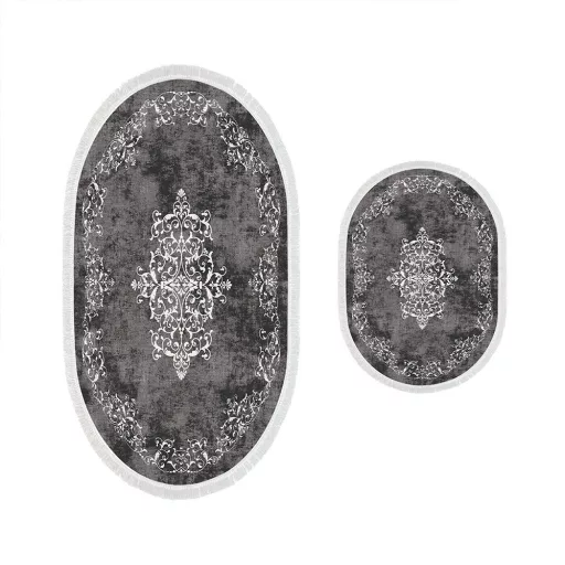 set de covoare de baie din 2 piese, gri
