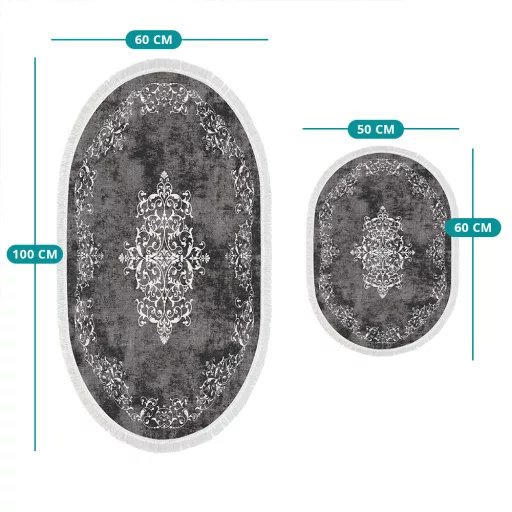 set de covoare de baie din 2 piese, gri