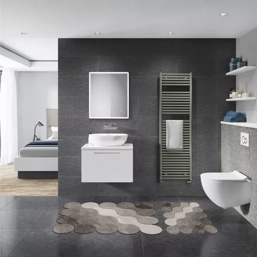 Set de covorașe de baie cu model pietriș, maro