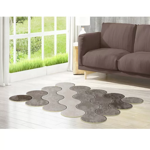 Set de covorașe de baie cu model pietriș, maro