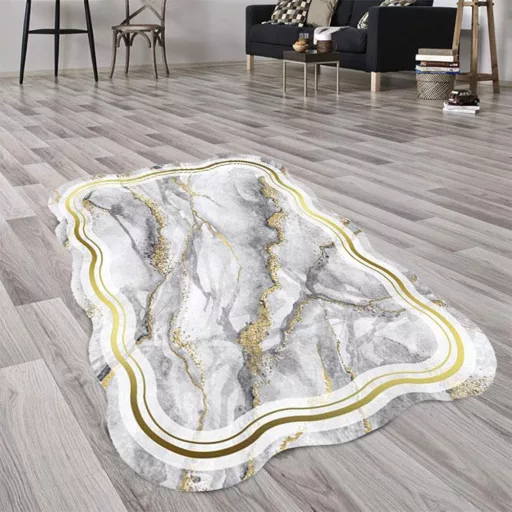 Set de covorașe de baie cu model marmură, gri