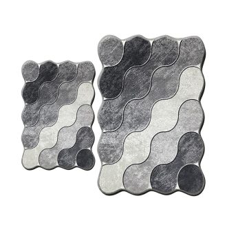 Set de covorașe pentru baie cu model de pietriș, gri