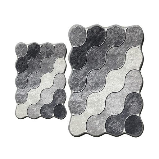 Set de covorașe pentru baie cu model de pietriș, gri