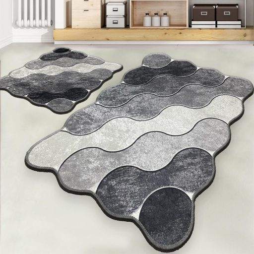 Set de covorașe pentru baie cu model de pietriș, gri