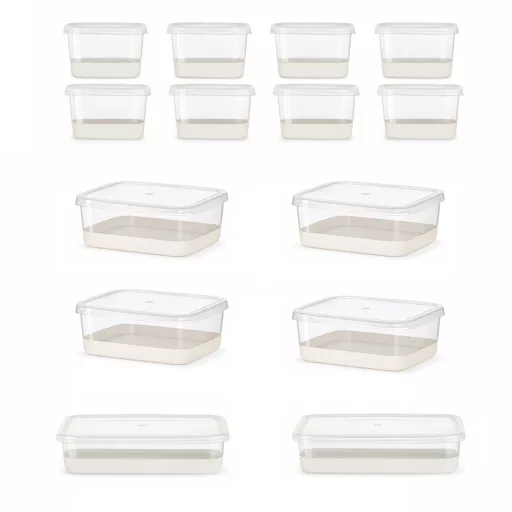 Set de depozitare pentru alimente, 14 piese, gri